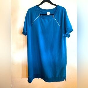 Chico’s Zenergy Women’s 16 Sheath Mini Dress Zipper detail Travel Comfort Career